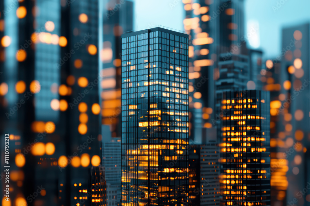 Stunning city skyline at dusk with glowing lights and skyscrapers creating vibrant urban atmosphere. buildings reflect beauty of city Stunning city skyline at dusk with glowing lights and skyscrapers creating vibrant urban atmosphere. buildings reflect beauty of city