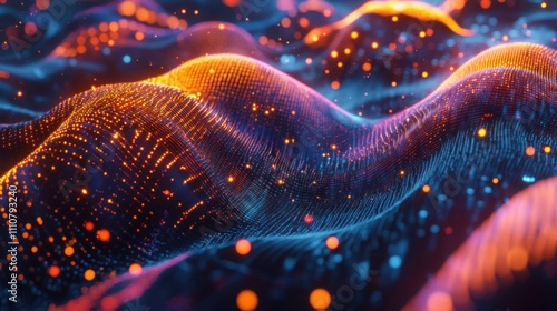 Colorful Abstract Waves with Glowing Particles and Light Effects