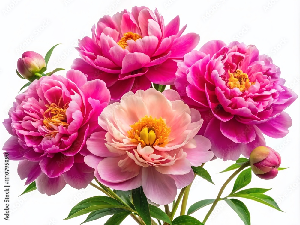 Stunning Portrait of Isolated Peonies Flowers on a Pure White Background, Perfect for Floral Decor, Wedding Invitations, and Botanical Illustrations Stunning Portrait of Isolated Peonies Flowers on a Pure White Background, Perfect for Floral Decor, Wedding Invitations, and Botanical Illustrations