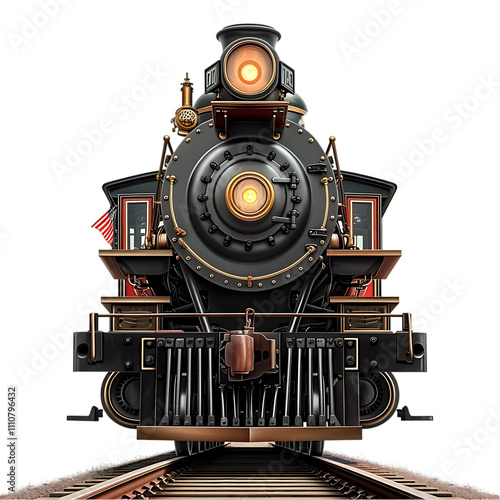 Vintage Steam Locomotive Head-On View - Transparent PNG