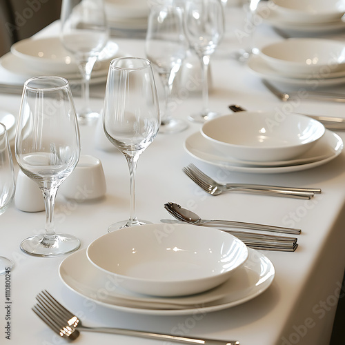 Wallpaper Mural View of table arrangement with empty dishes and tableware, Torontodigital.ca