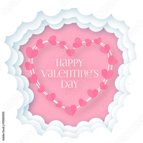 3d Happy Valentine's day banner background paper cut