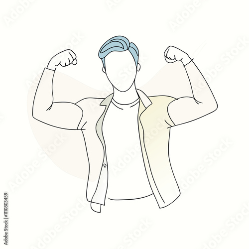 a young man striking a triumphant pose