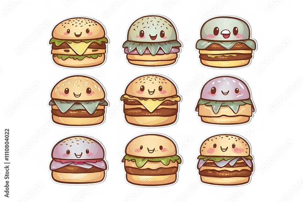 vector set of kawaii burger
vector set of kawaii burger
