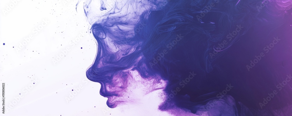 Fototapeta premium Purple and Blue Smoke Swirls on White Background. Simple, Minimalistic Vectorized Flat Design, High Resolution Digital Art.