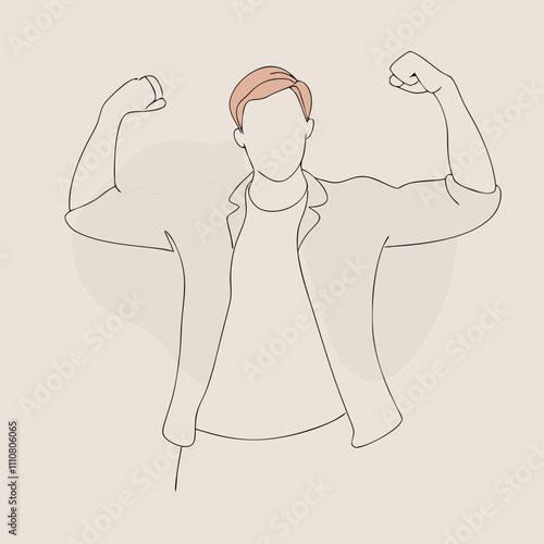 a young man striking a triumphant pose