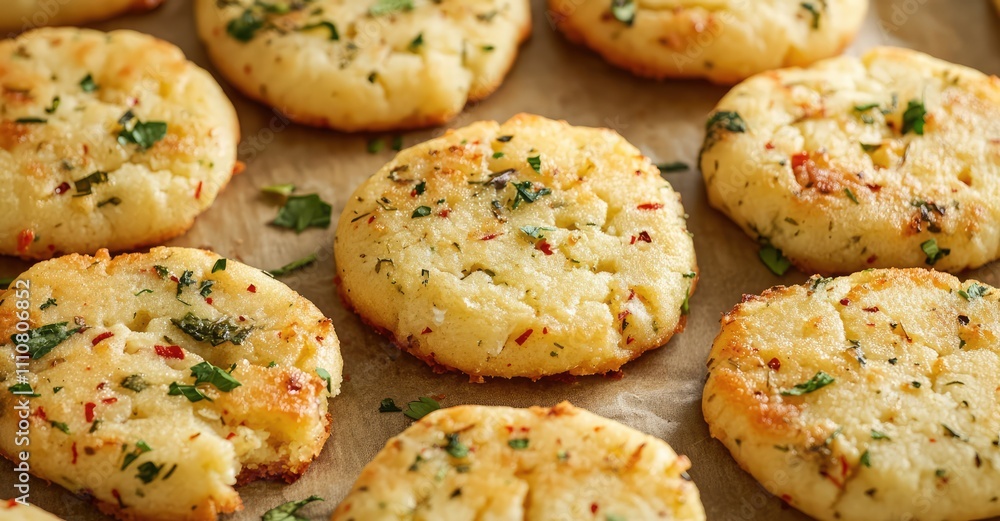 Cheese cookies with chili and herbs. AI generated illustration. Cheese cookies with chili and herbs. AI generated illustration.
