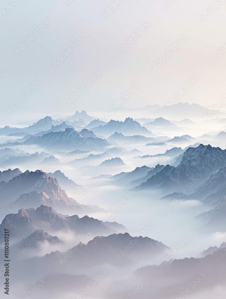 Watercolor gradient background with misty mountains and valleys, panoramic view, , natural scenery, soothing colors Watercolor gradient background with misty mountains and valleys, panoramic view, , natural scenery, soothing colors