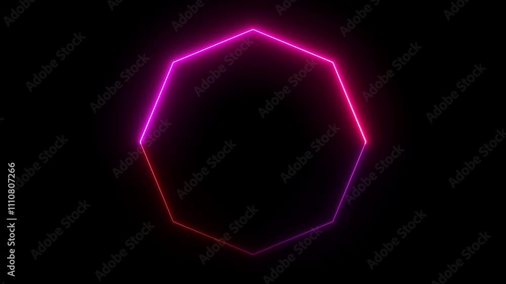 neon colorful polygon frame on black background. neon colorful polygon frame on black background.