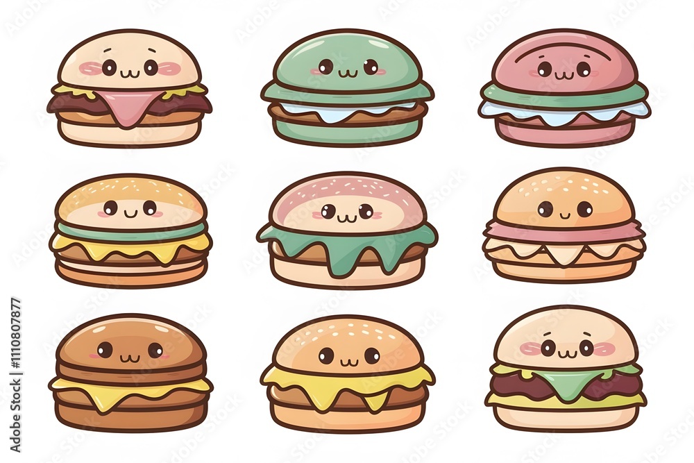 vector set of kawaii burger
vector set of kawaii burger