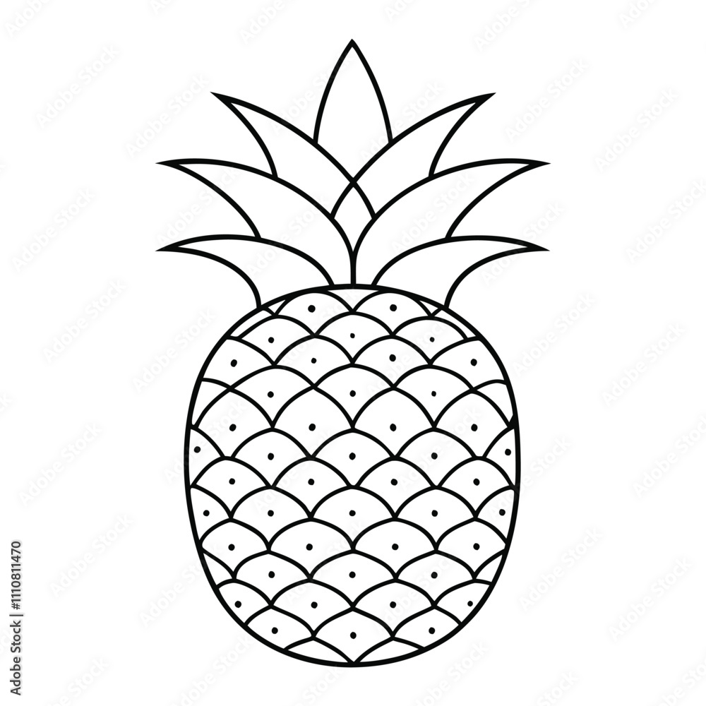Obraz premium pineapple coloring page, outline, silhouette, vector 