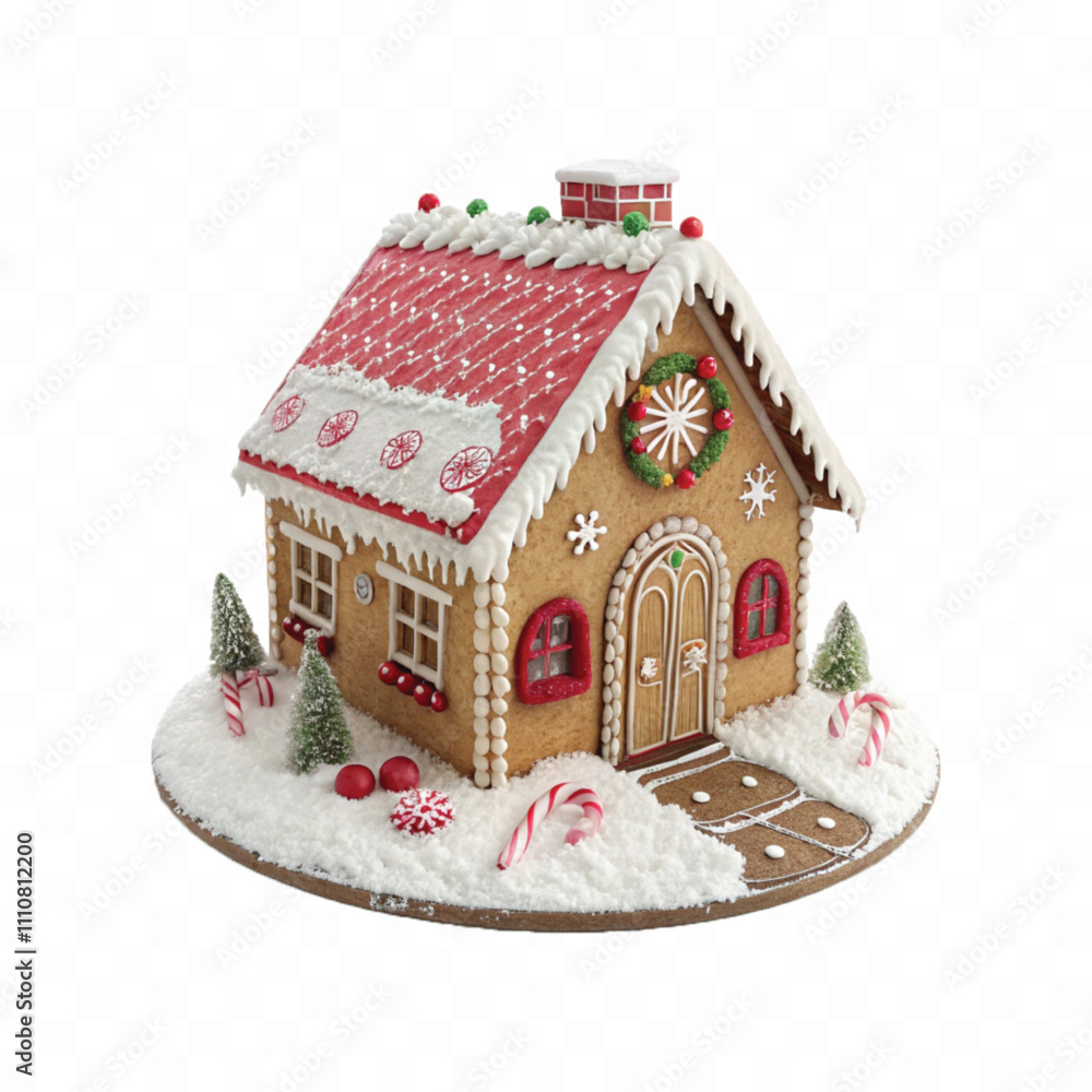 abstract 3d Christmas gingerbread house isolated on white background