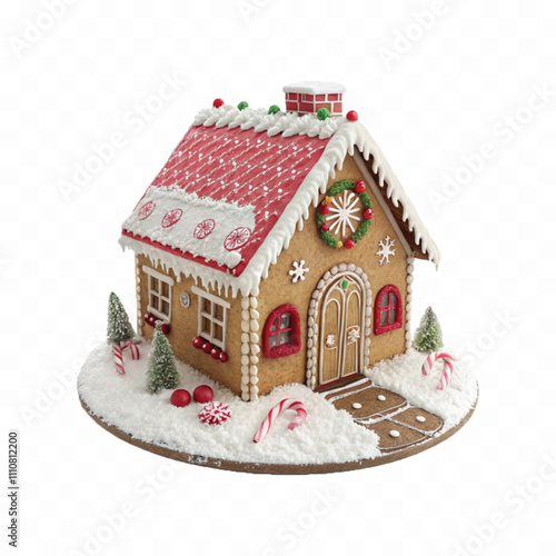 abstract 3d Christmas gingerbread house isolated on white background