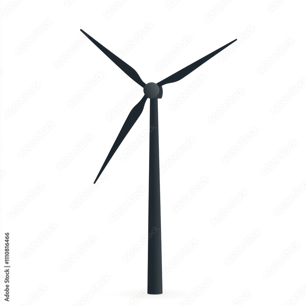 Simple illustration of a single wind turbine against a white background. Simple illustration of a single wind turbine against a white background.