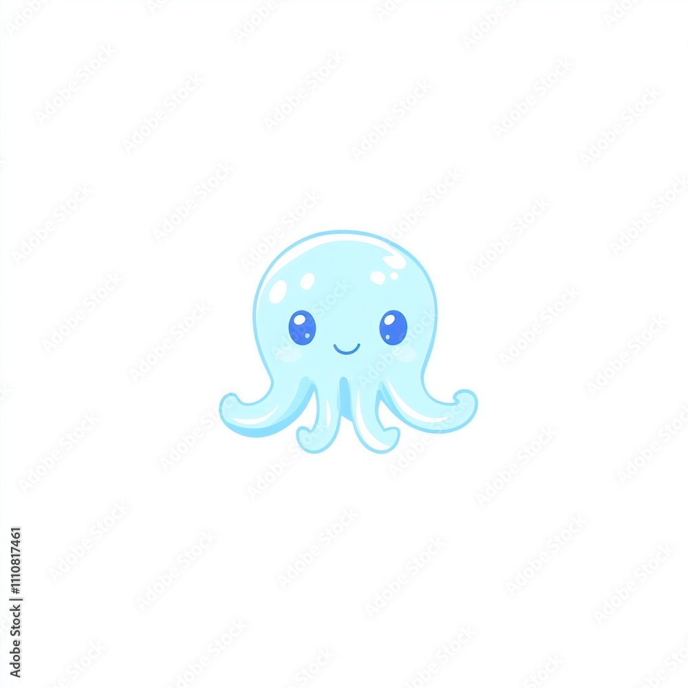 Here's a and keyword list for your image.. Cute cartoon illustration of a light blue octopus with a happy expression. Here's a and keyword list for your image.. Cute cartoon illustration of a light blue octopus with a happy expression.