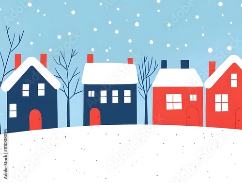 Wallpaper Mural winter landscape with houses Torontodigital.ca