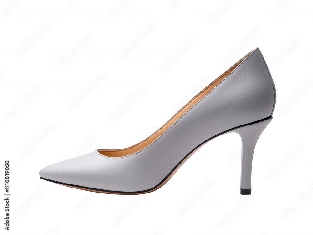 Obraz premium Single High Heeled Grey Stiletto Shoe Close-Up Footwear Design