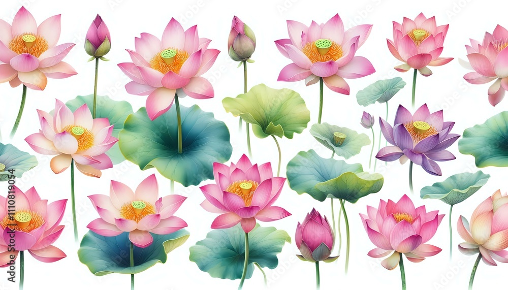 Fototapeta premium Elegant Lotus Blossoms in Bloom