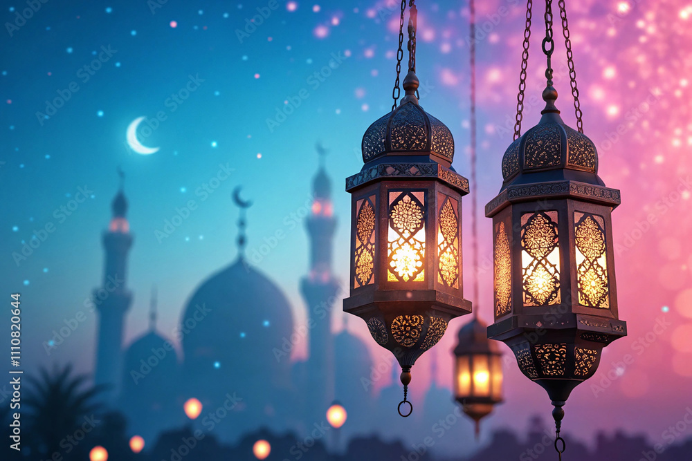 Obraz premium Islamic background for Ramadan and Eid Mubarak
