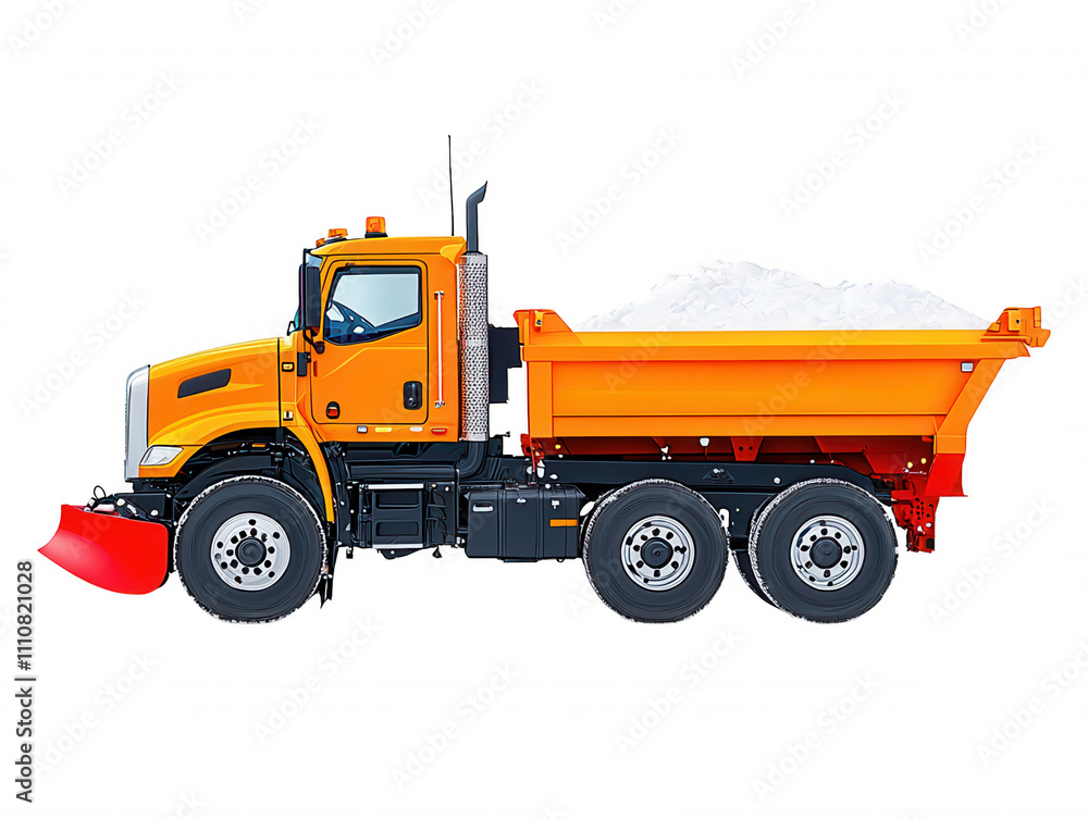 Heavy Duty Orange Dump Truck with Eight Wheels Ready for Transportation Work in Industrial Settings Heavy Duty Orange Dump Truck with Eight Wheels Ready for Transportation Work in Industrial Settings