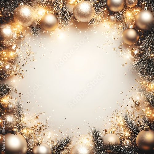 christmas background with golden baubles