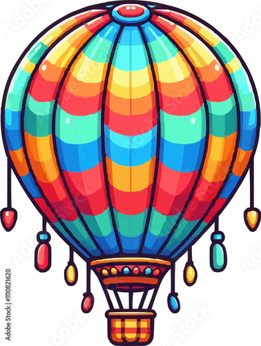 a colorful hot air balloon with the words the word hot air on it.