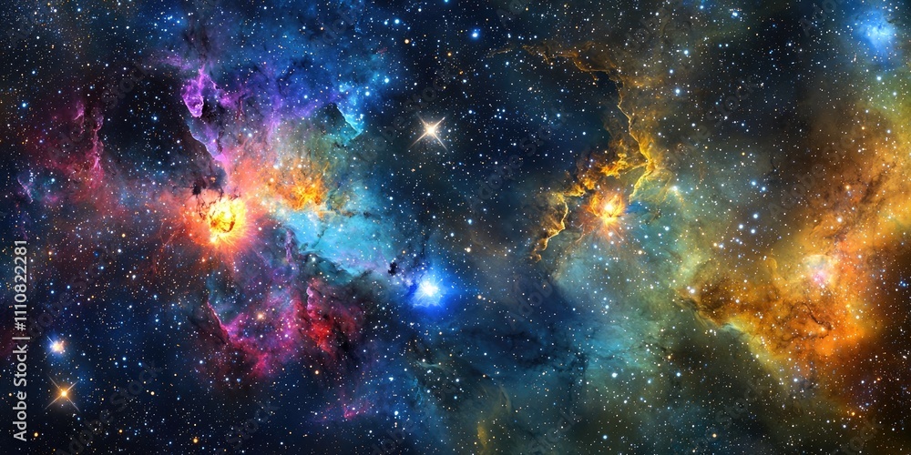 Fototapeta premium A cosmic event in a distant galaxy, with stars forming, supernovae exploding, and waves of energy rippling through the universe.