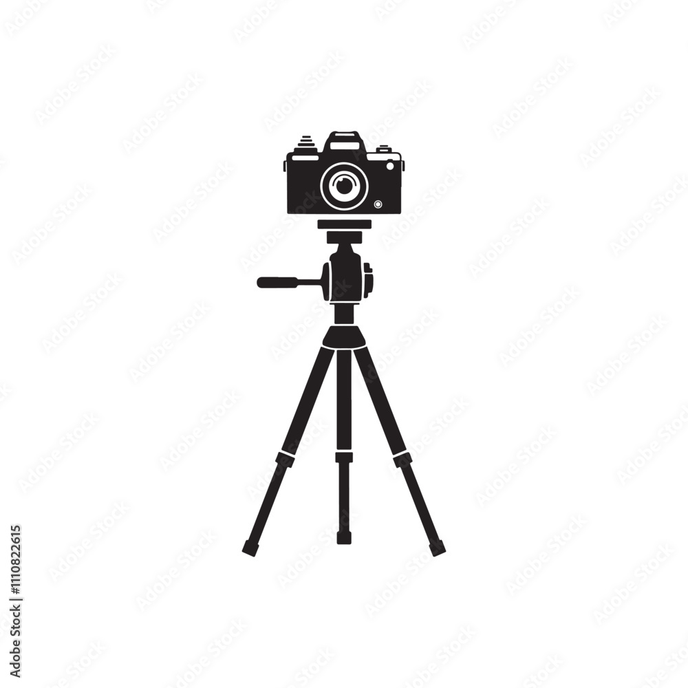 camera tripod stand icon silhouette vector flat design camera tripod stand icon silhouette vector flat design