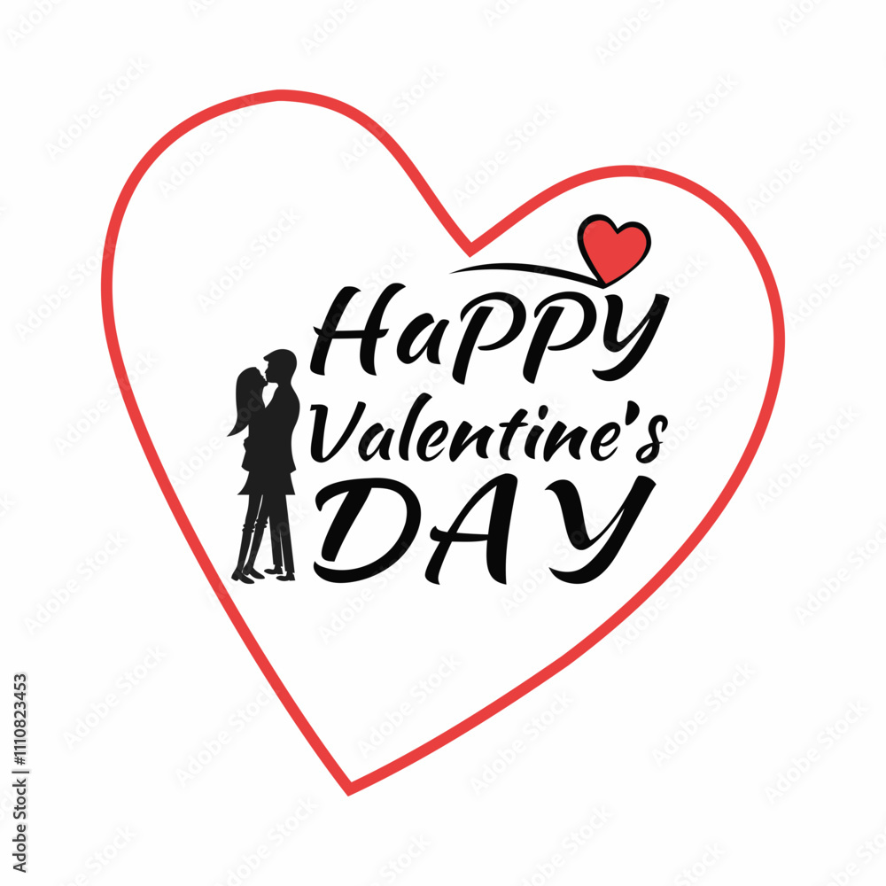 A romantic Valentine’s couple logo art illustration with love heart A romantic Valentine’s couple logo art illustration with love heart