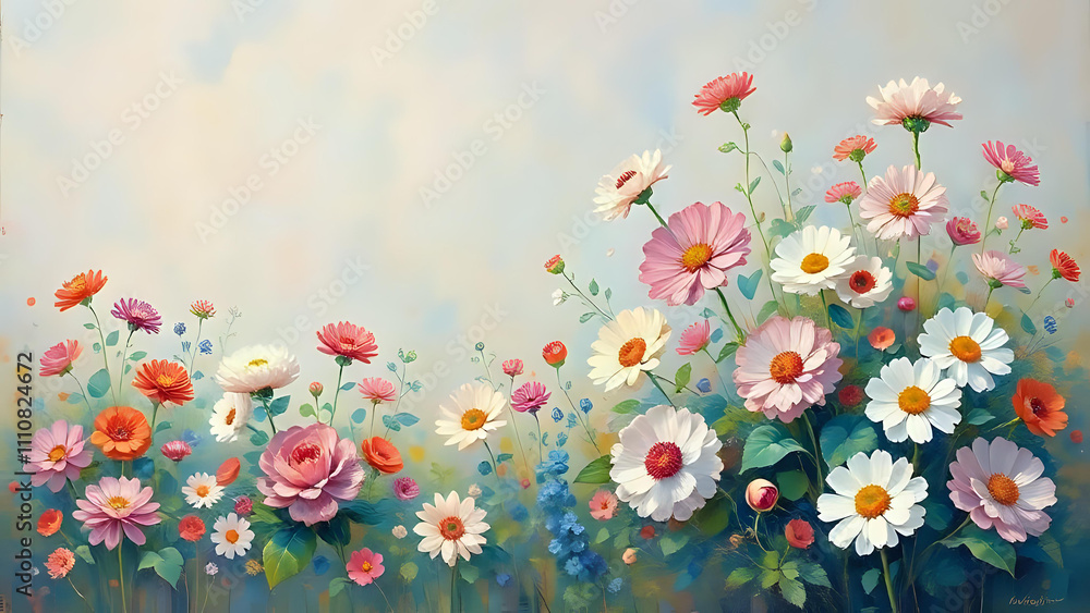 Abstract floral background with empty space. Ai generated Abstract floral background with empty space. Ai generated