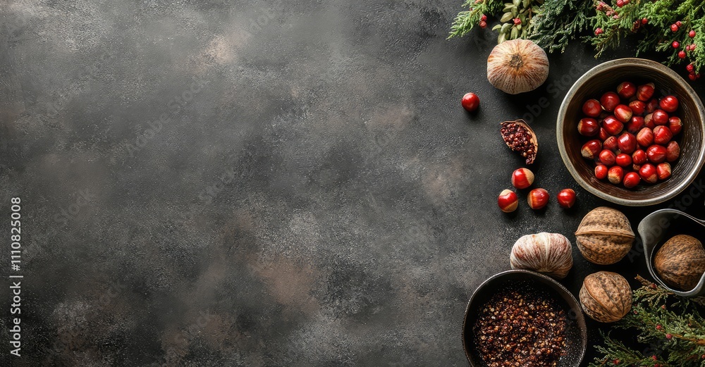 Chestnuts cooking ingredients on rustic background. AI generated illustration. Chestnuts cooking ingredients on rustic background. AI generated illustration.
