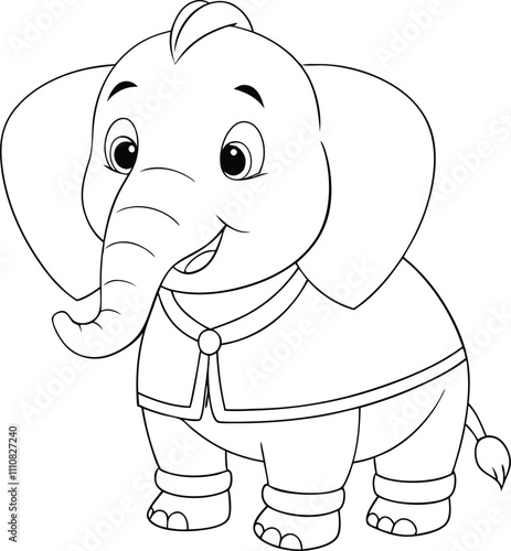 Elephant continuous line art vector illustration photo