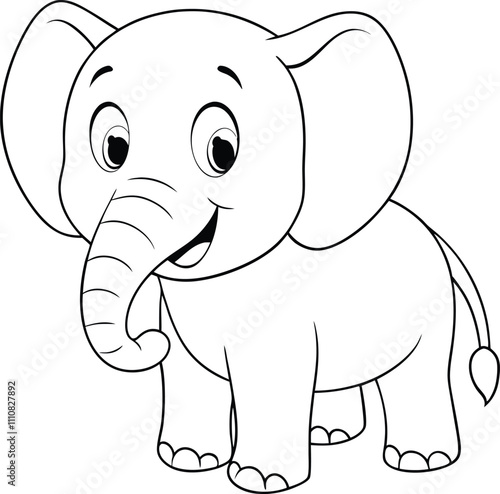 Elephant continuous line art vector illustration photo