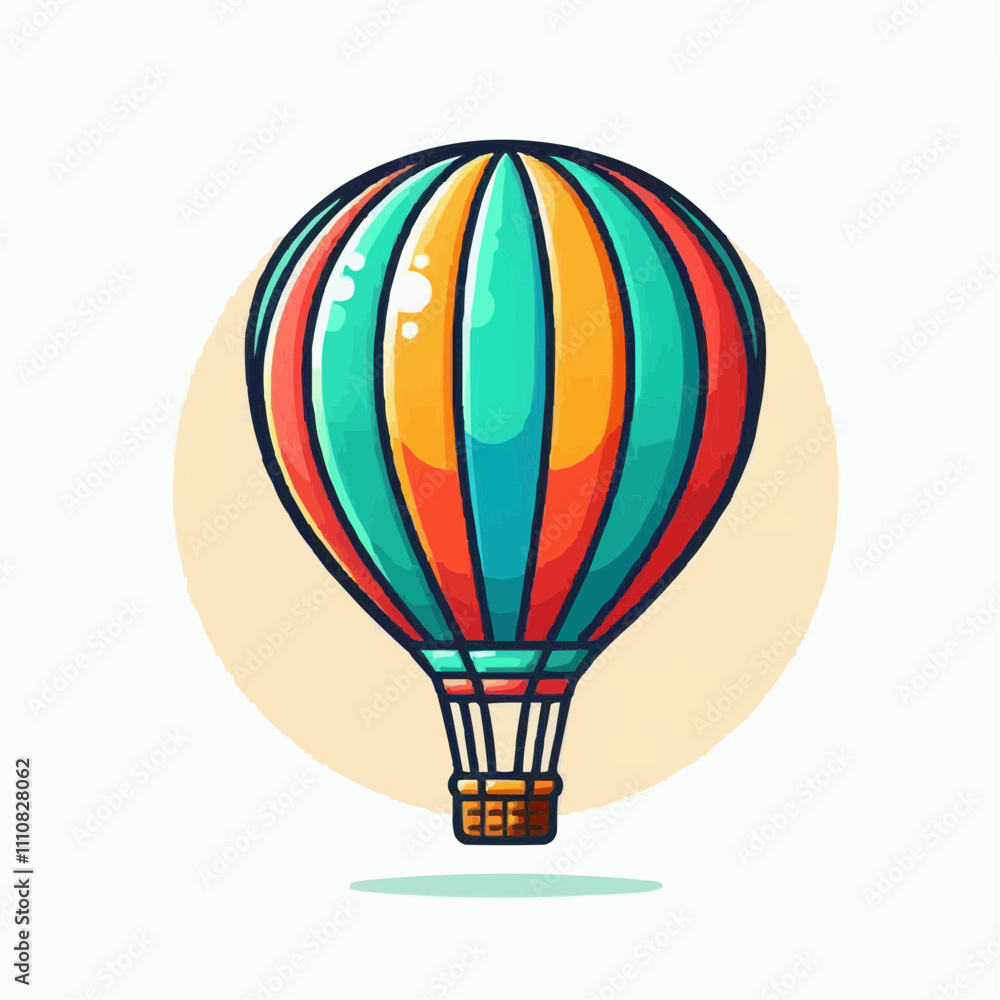 Naklejka premium a colorful hot air balloon with the words the word hot air on it.