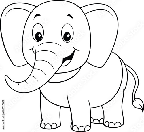 Elephant continuous line art vector illustration photo