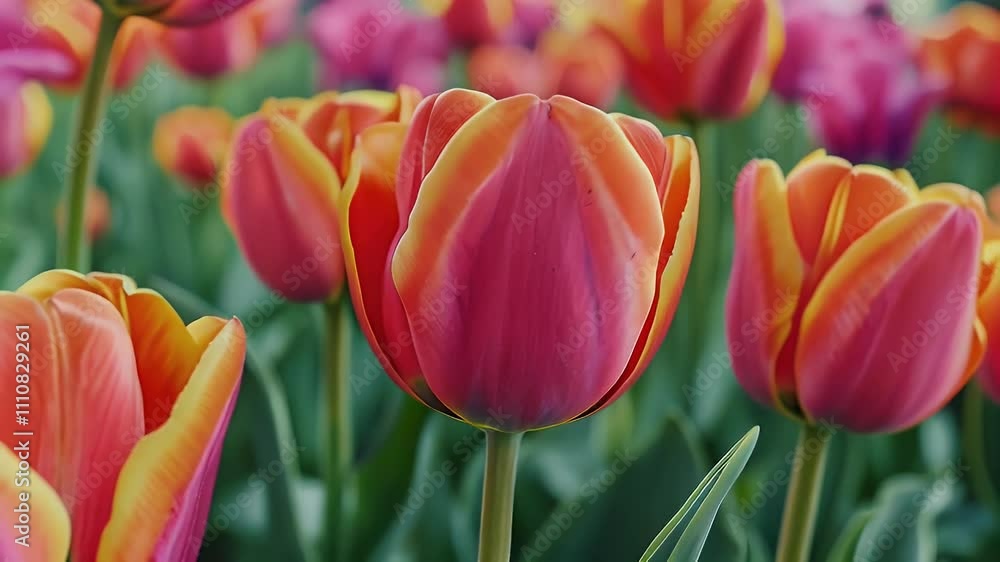 A vibrant display of tulips in various colors, showcasing nature's beauty in bloom. A vibrant display of tulips in various colors, showcasing nature's beauty in bloom.