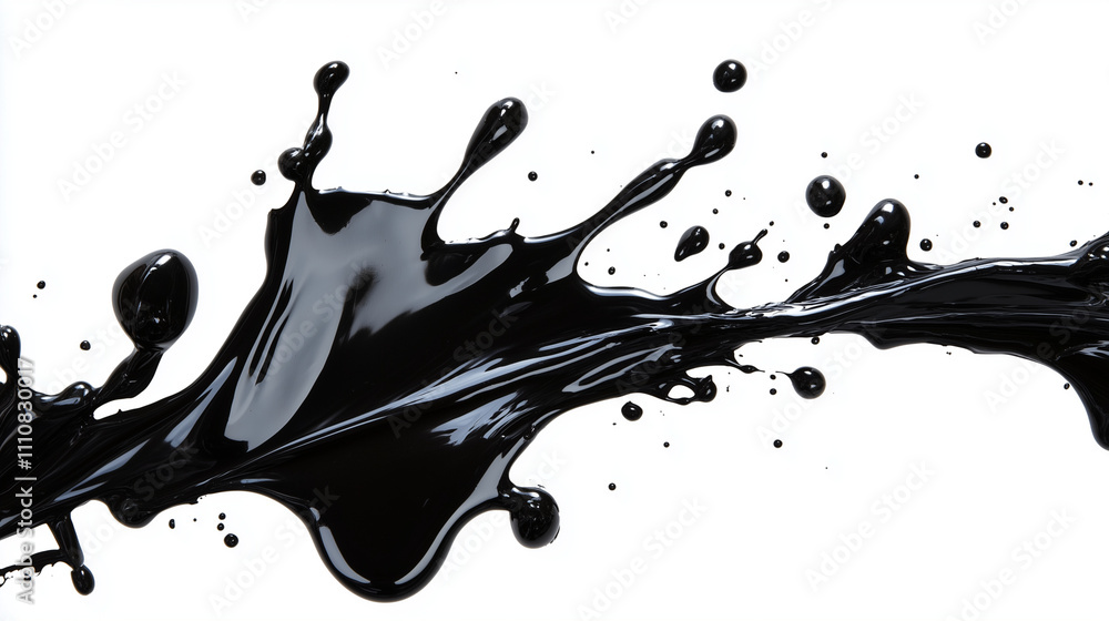 Fototapeta premium Dynamic Collection of Vivid and Artistic Black Ink Splatter Effects on White Background