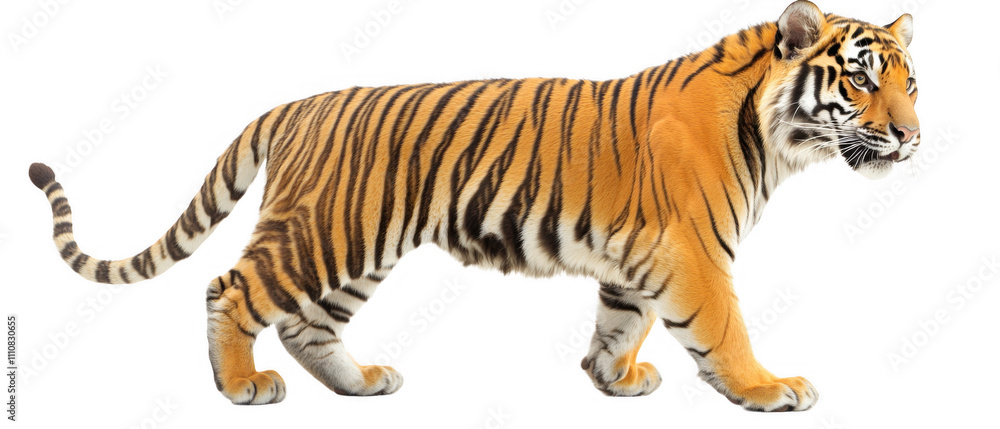 Neutral Bengal Tiger Standing Upright on Flat Surface Neutral Bengal Tiger Standing Upright on Flat Surface