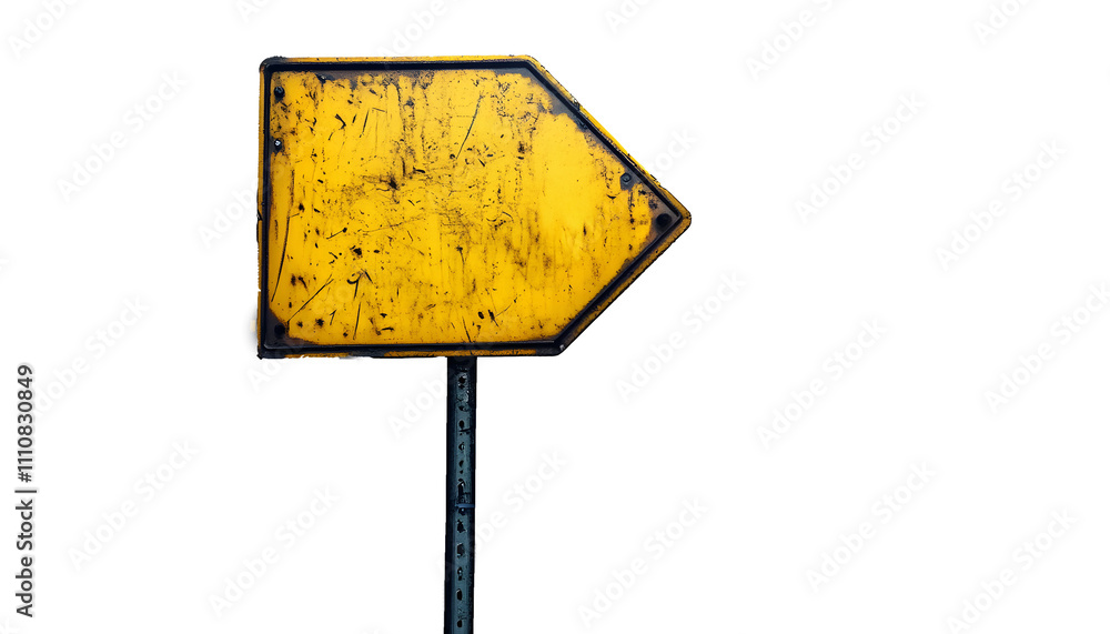 A weathered, yellow warning sign with a diagonal arrow points down on a city street. The sign is mounted on a brick wall. Smoke and haze fill the background. A weathered, yellow warning sign with a diagonal arrow points down on a city street. The sign is mounted on a brick wall. Smoke and haze fill the background.