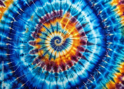 Vintage Style Photography of a Blue Multicolour Swirl Batik Tie Dye Pattern Showcasing the Beauty of Real Tiedye Techniques in a Captivating Artistic Display
