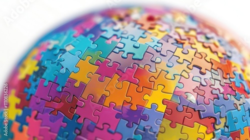 Wallpaper Mural A colorful mosaic globe made of puzzle pieces representing migration and diversity Torontodigital.ca