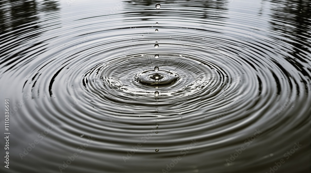 Water drop creating concentric ripples on a calm reflective surface symbolizing tranquility nature and the science of fluid dynamics
Water drop creating concentric ripples on a calm reflective surface symbolizing tranquility nature and the science of fluid dynamics