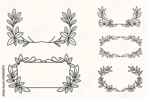 Bundle of Floral Board vector silhouette line art style