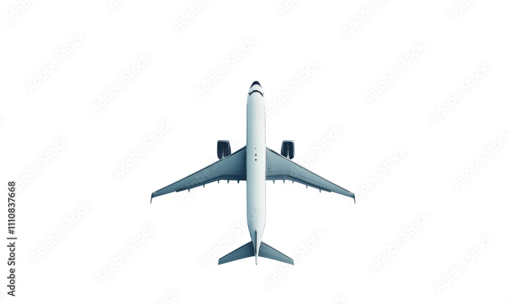 Airplane top view, sleek design, minimalistic background, modern aviation, white body, jet engines, empty sky, travel concept, isolated on transparent background, png Airplane top view, sleek design, minimalistic background, modern aviation, white body, jet engines, empty sky, travel concept, isolated on transparent background, png