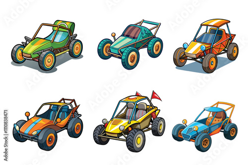 Set of Buggy vector illustrations isolated on a white background