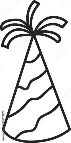Birthday hat doodle hand drawn illustration