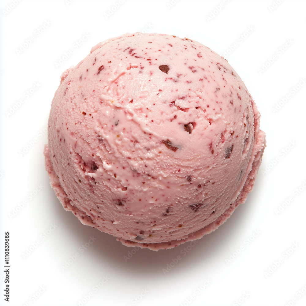 One scoop of strawberry ice cream isolated on a white background One scoop of strawberry ice cream isolated on a white background