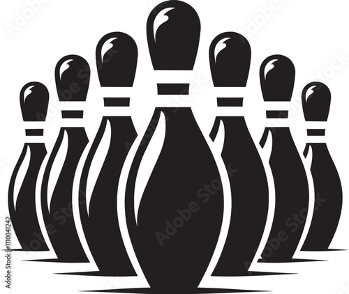 Bowling ball strike pin silhouette vector illustration isolated on a white background