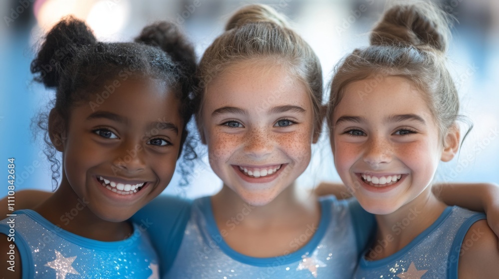 Three Smiling Girls: A Portrait of Joy and Friendship Three Smiling Girls: A Portrait of Joy and Friendship