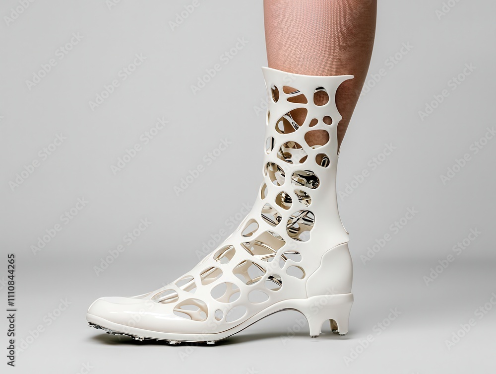A unique, stylish white boot with a cutout design, showcasing a blend of fashion and functionality, ideal for modern footwear enthusiasts. A unique, stylish white boot with a cutout design, showcasing a blend of fashion and functionality, ideal for modern footwear enthusiasts.